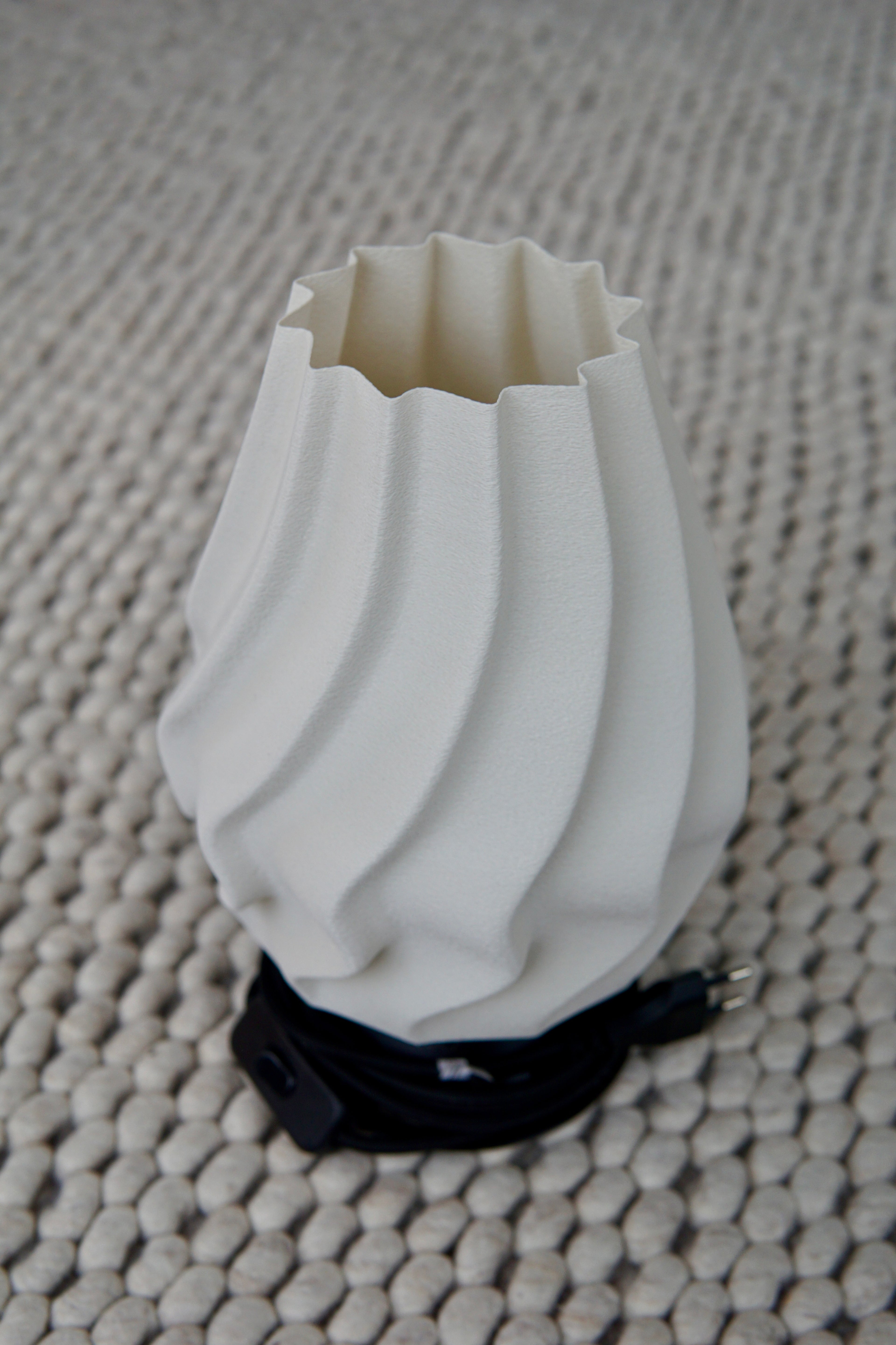 North Sea Wave L Off White Rough - Bordlampe